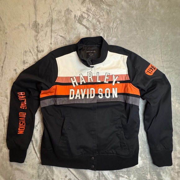 Harley-Davidson Jackets & Blazers - Harley-Davidson Womans Racing Division Jacket Bomber Size S Black Orange Rare